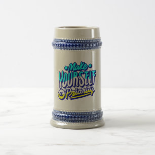 maak jezelf een prioriteit motivationeel ontwerp bierpul