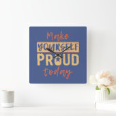 "Maak jezelf trots"-wandklok Vierkante Klok (Huis)