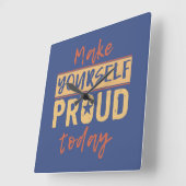 "Maak jezelf trots"-wandklok Vierkante Klok (Hoek)