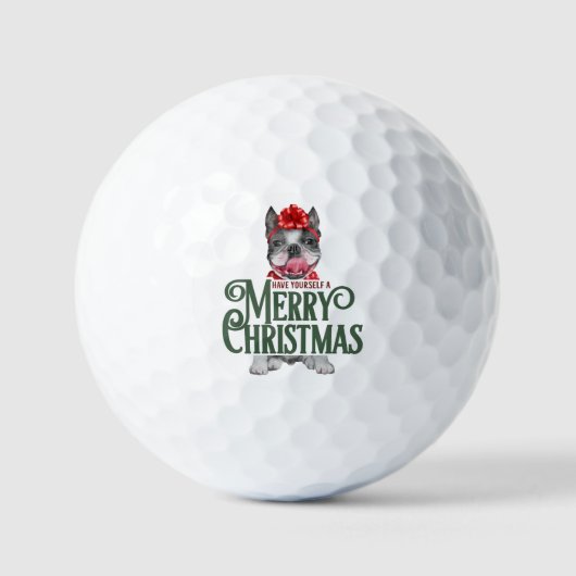 Maak jezelf vrolijk kerstfeest met een Franse bull Golfballen (Voorkant)
