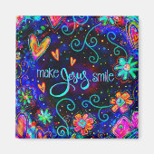 Maak Jezus glimlach Leuke Inspirtiviteitsaanmoedig Magneet (Voorkant)