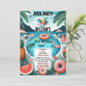 maak jongen water blauw Cool Pool Party 13e verjaa Kaart (Staand voorkant)