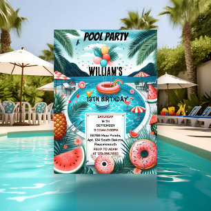 maak jongen water blauw Cool Pool Party 13e verjaa Kaart