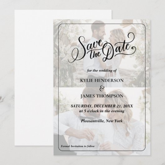 Maak Jouw Eigen 2 Foto Collage Save The Date Kaart (Voorkant / Achterkant)