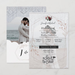 Maak Jouw Eigen 2 Foto minimalistische Calligrafie Kaart
