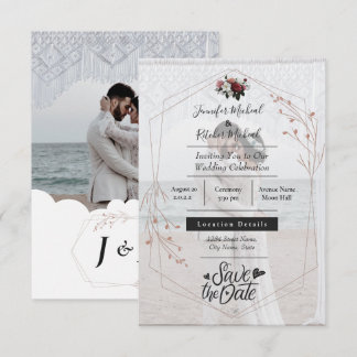 Maak Jouw Eigen 2 Foto minimalistische Calligrafie Kaart