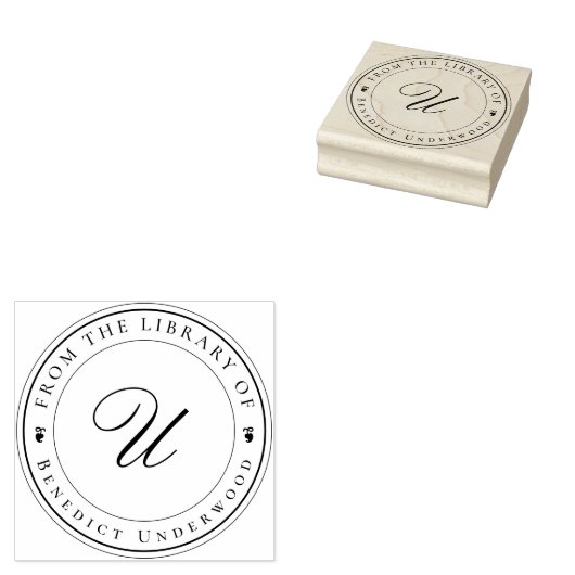Maak Jouw Eigen Aangepaste Monogram & Klimop Ex Li Rubberstempel (Gestempeld)