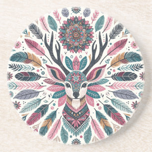 Maak Jouw Eigen Boho Totemische Herten Mandala Zandsteen Onderzetter