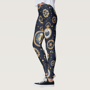 Maak Jouw Eigen Golden Gears Horloges Blauw Leggings