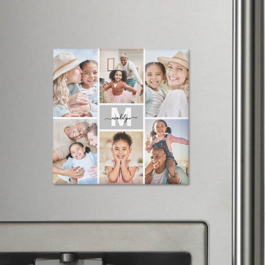 Maak Jouw Eigen Monogram 6 Foto Collage Magneet