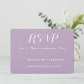 Maak Jouw Eigen Paarse Glitter Bruiloft RSVP Kaart (Staand voorkant)