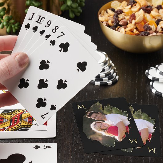 Maak Jouw Eigen Stijlvolle Unieke Foto Gouden Mono Pokerkaarten