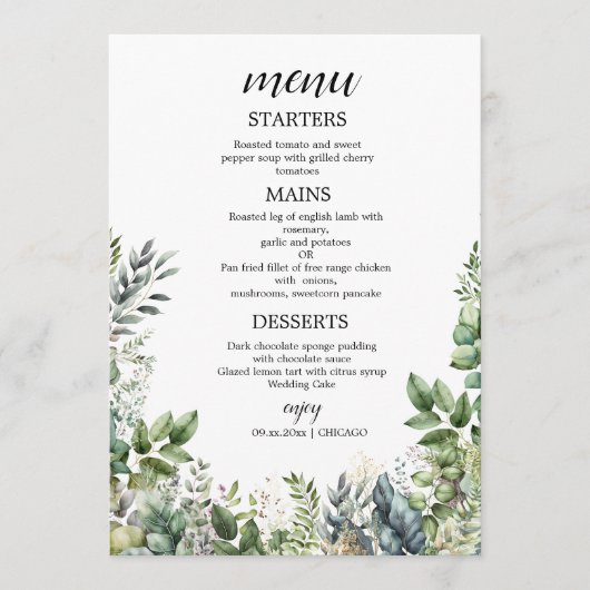 Maak Jouw Eigen trouw eucalyptus Platte Menu (Voorkant)