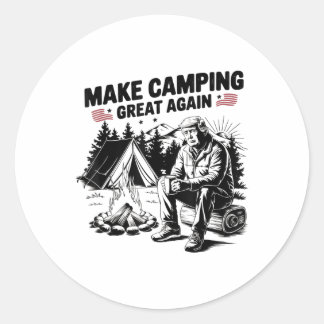 Maak kamperen weer geweldig grappig Outdoor Trump  Ronde Sticker