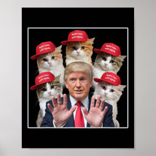 Maak Katten Veilig Opnieuw Trump 2024 Rode Pet Maa Poster