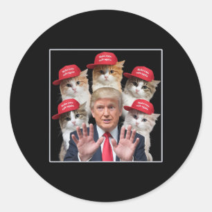 Maak Katten Veilig Opnieuw Trump 2024 Rode Pet Maa Ronde Sticker