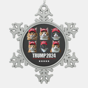Maak Katten Veilig Weer Maga Trump Verkiezingen Tin Sneeuwvlok Ornament