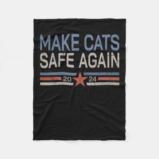 Maak katten weer veilig grappig 2024 katten eigena fleece deken (Voorkant)