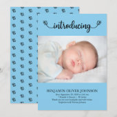 Maak kennis met Baby Boy met Butterflies Blue Birt Aankondiging (Voorkant / Achterkant)