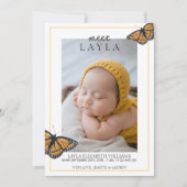 Maak kennis met Baby Butterfly Birth Aankondiging (Voorkant)