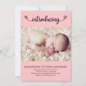 Maak kennis met baby Girl met Butterflies Pink Bir Aankondiging (Voorkant)