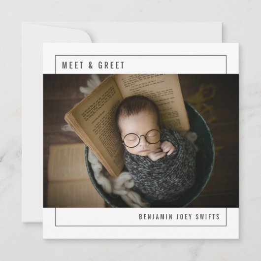 Maak kennis met Baby Modern Foto Birth Aankondiging (Voorkant)