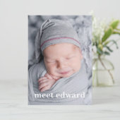 Maak kennis met Baby Photo Birth Aankondiging (Staand voorkant)
