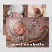Maak kennis met Baby Photo Collage Birth Aankondiging (Voorkant / Achterkant)
