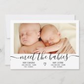 Maak kennis met baby's script hart 3 foto baby twe aankondiging (Voorkant)