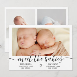 Maak kennis met baby's script hart 3 foto baby twe aankondiging