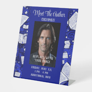 Maak kennis met de auteur Blue Books Reclamebord Met Voetstuk