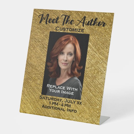 Maak kennis met de auteur Gold Reclamebord Met Voetstuk (Voorkant)