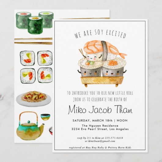 Maak kennis met de Baby | Uitnodiging van de parti (Voorkant / Achterkant)