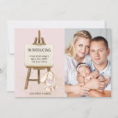 Maak kennis met de geboorte van Easel & Bunny Phot Aankondiging (Voorkant)