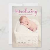 Maak kennis met de hand met het roze babymeisje aankondiging (Voorkant)