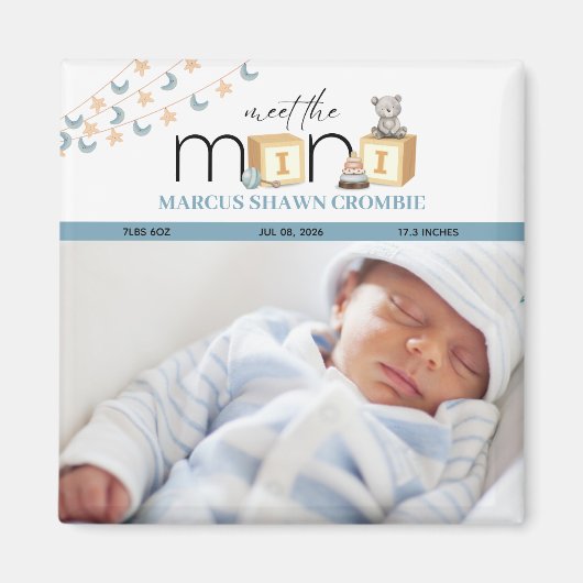 Maak kennis met de Mini Blue Baby-magneet Magneet (Voorkant)