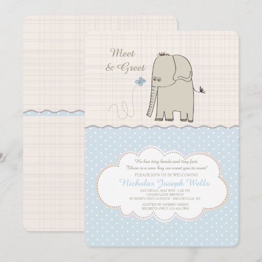 Maak kennis met de uitnodiging van Greet Baby Boy (Voorkant / Achterkant)