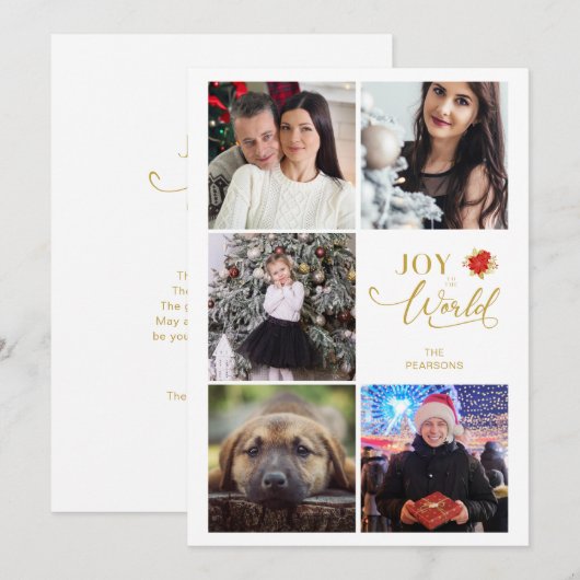 Maak kennis met de wereldpoinsettias collage 5 fot feestdagenkaart (Voorkant / Achterkant)