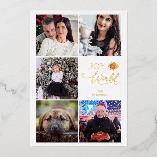 Maak kennis met de wereldpoinsettias collage 5 fot folie uitnodiging (Voorkant)