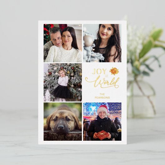 Maak kennis met de wereldpoinsettias collage 5 fot folie uitnodiging (Staand Voorkant)