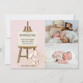 Maak kennis met Easel & Bunny 2 Foto Baby Girl Bir Aankondiging (Voorkant)