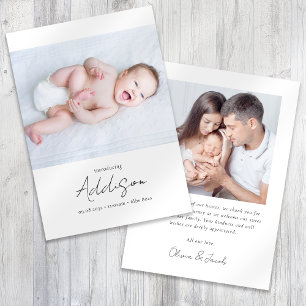 Maak kennis met Foto Birth Stats New Baby Bedankkaart