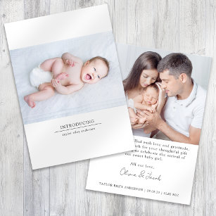 Maak kennis met Foto Birth Stats New Baby Bedankkaart