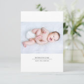 Maak kennis met Foto Birth Stats New Baby Bedankkaart (Staand voorkant)