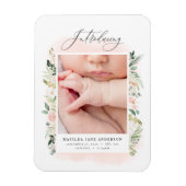 Maak kennis met foto's met een roze roze florale g magneet (Verticaal)