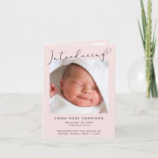 Maak kennis met Foto's roze babymeisje Aankondiging (Voorkant)