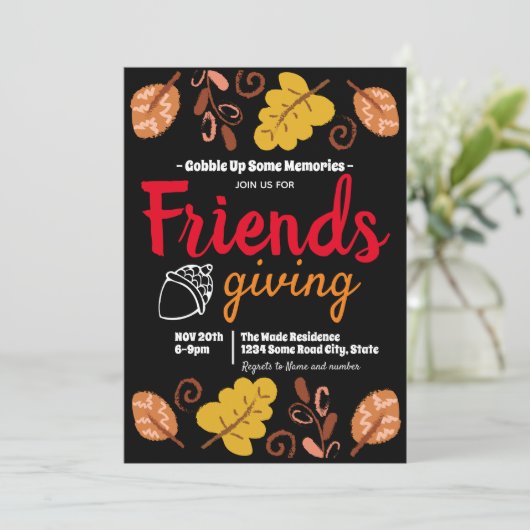 Maak kennis met Friendsgiving Leaf Pattern Kaart (Staand voorkant)