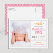 Maak kennis met haar moderne geboorteaankondiging aankondigingskaart (Voorkant / Achterkant)