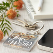 Maak kennis met het kerstontwerp van de wereld sleutelhanger (Voorkant Rechts)