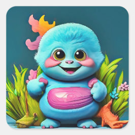 Maak kennis met het Schattige Happy Little Monster Vierkante Sticker